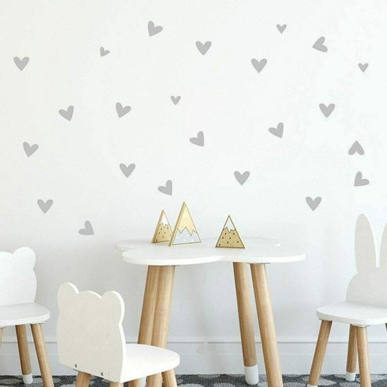 Beautiful Big & Small Heart Wall Decals | Geometric Room Décor | 25 Pcs - Supple Room