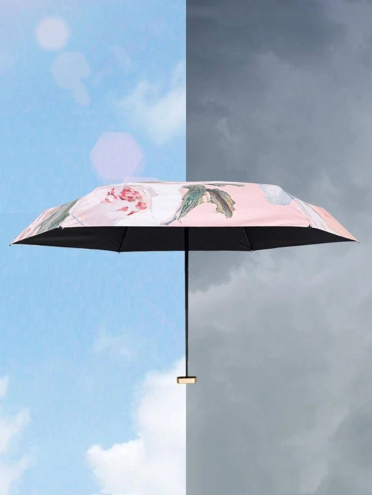 Beautiful Oil Painting effect 6 fold umbrella with pouch | For Rains & sunny day - Supple Room