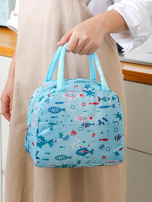 Blue Ocean Aesthetic insulated Lunch bag with front pocket - Supple Room