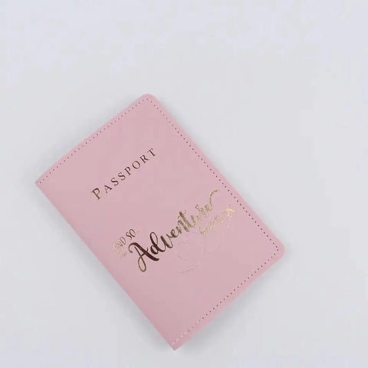 Blush Pink Adventure Begins - Aesthetic Pastel PU leather Passport cover holder cum card holder - Supple Room