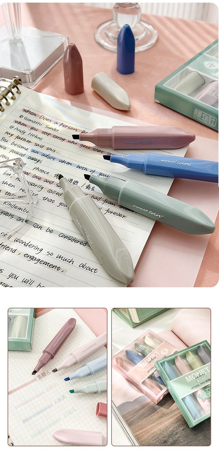 Chic Soft tip chiseled highlighter marker set | 3 styles - Supple Room