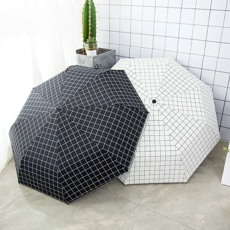 Classic checkered Mini Pocket 5 fold umbrella with pouch | Pocket size - Supple Room