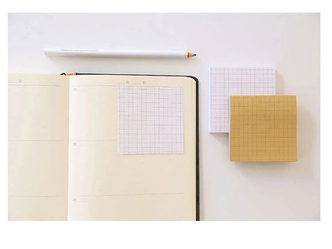 Classic Square grid sticky notes | 3x3 inches | Kraft and white color