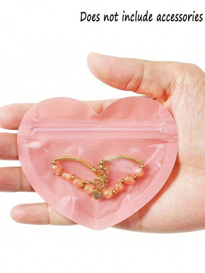 Cute Heart shaped clear pouches for jewellery/candies packaging | 3.3x2 inches - Supple Room