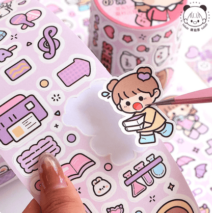 Daily Life Graffiti Kawaii Sticker Roll | Available in 4 Colours - Supple Room