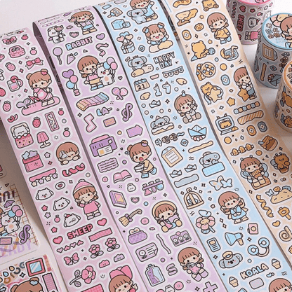 Daily Life Graffiti Kawaii Sticker Roll | Available in 4 Colours - Supple Room