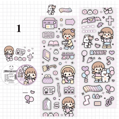 Daily Life Graffiti Kawaii Sticker Roll | Available in 4 Colours - Supple Room