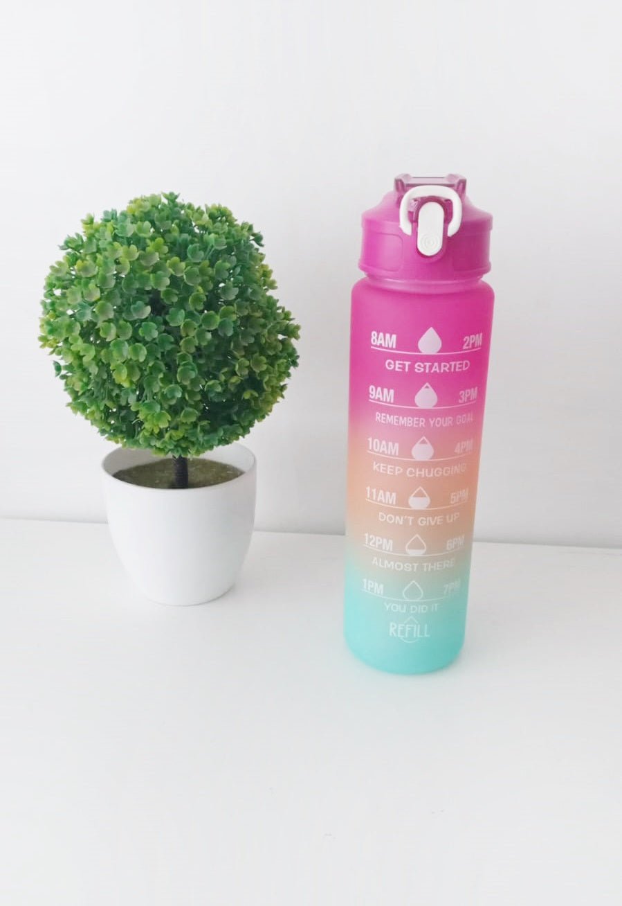 Deep Rose Ombre effect Time marked bottle for Home/School/Office/Gym/Travel | Non Toxic & Leakproof - Supple Room