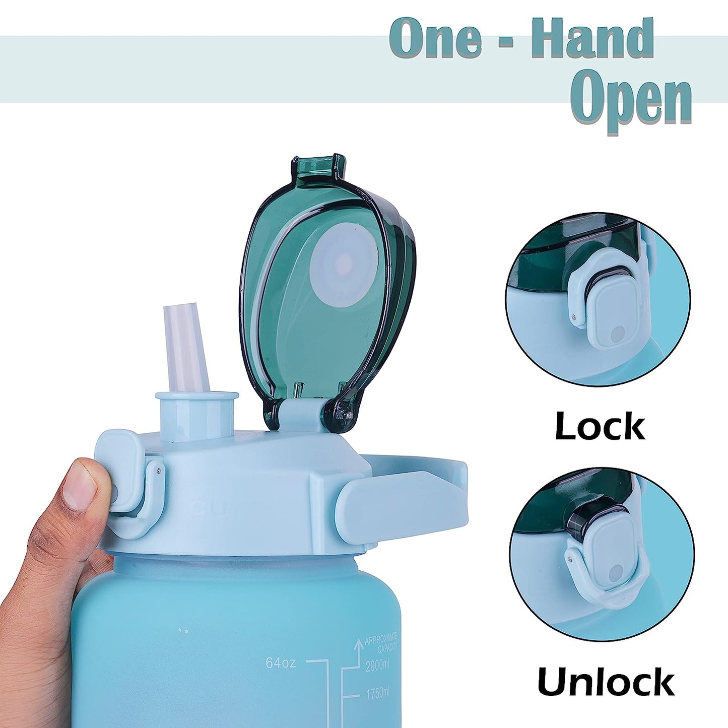 Deep Sky Blue Ombre effect Time marked bottle for Home/School/Office/Gym/Travel | Non Toxic & Leakproof - Supple Room