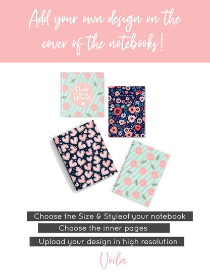 Design your own Custom Notebook | Available in many sizes