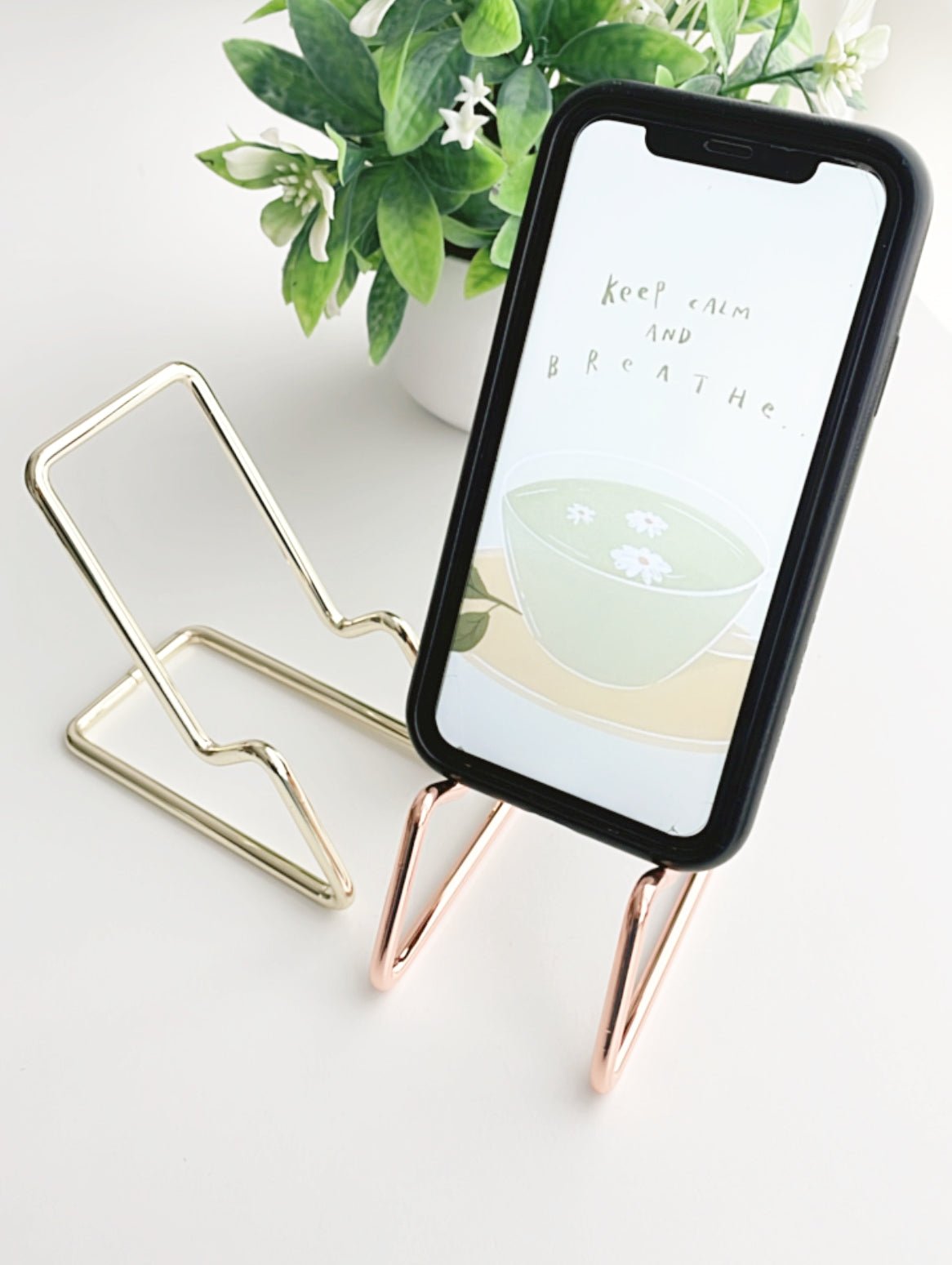 Elegant Gold/ Rose Gold Metallic Recliner Mobile Phone Holder stand - Supple Room