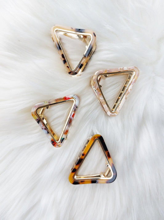 Elegant Triangle Tortoise Shell Hair Claw with gold detailing (4 Colors Available) - Supple Room