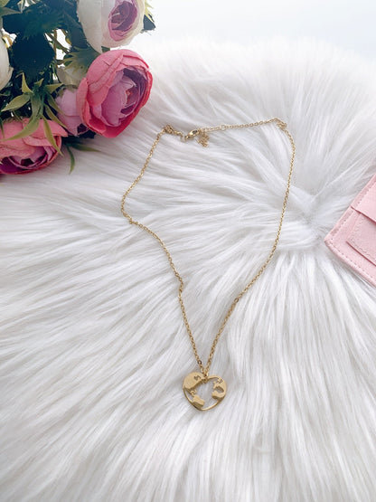 Elegant World map 18k gold plated jewellery necklace with storage