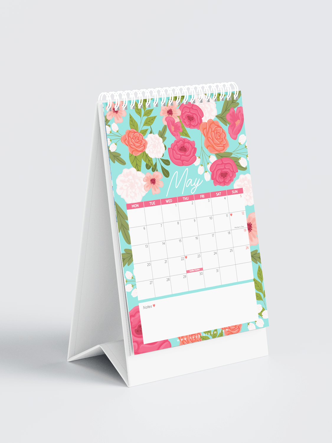 Embracing Life Floral 2024 Annual Desk Calendar | A5 Size - Supple Room