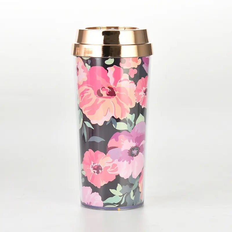 Floral blossoms Double Wall insulated Water Tumbler with Lid | Reusable | 450 ml - Supple Room
