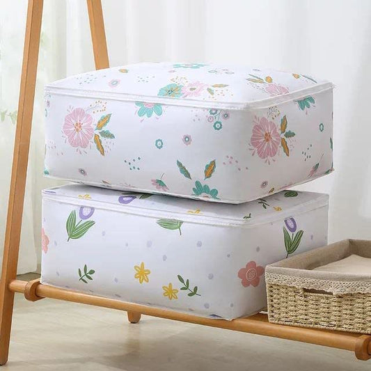 Floral Flair Foldable Storage Bags for Clothes Quilt Blanket Pillow Breathable - Supple Room