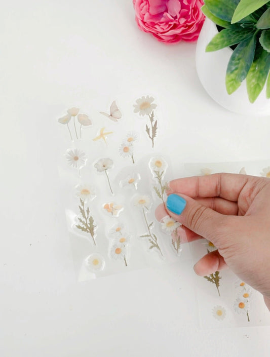 Floral themed clear stickers | Available in 3 styles