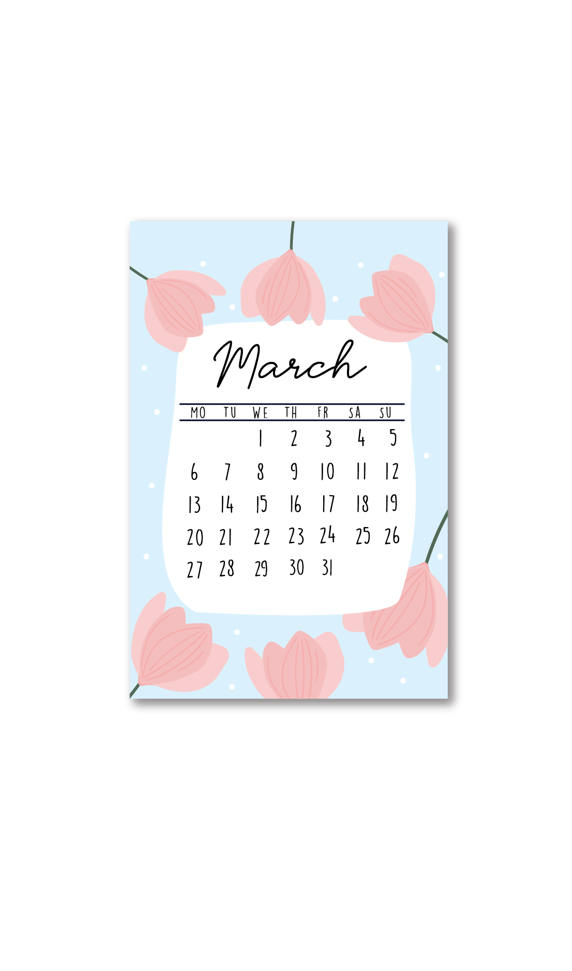 Floro 2023 Calendar Cards with Easel Stand | A6 Size | 4.1 x 5.8 inches - Supple Room