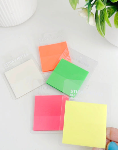 Fluorescent Viral Transparent Sticky Notes | Waterproof | 5x5 cm