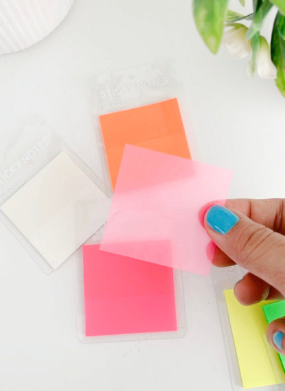 Fluorescent Viral Transparent Sticky Notes | Waterproof | 5x5 cm