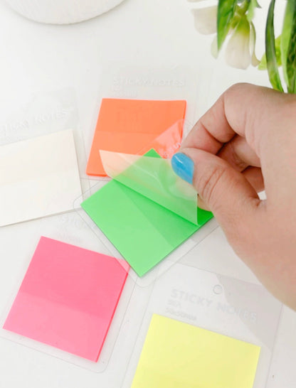 Fluorescent Viral Transparent Sticky Notes | Waterproof | 5x5 cm