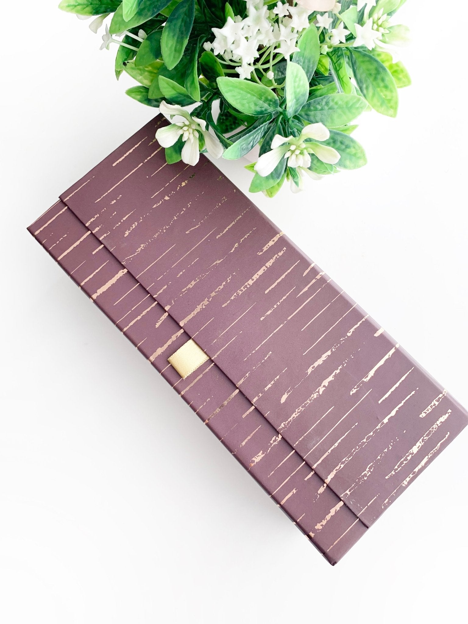 Gold Foiled Brown Gift Box | 9.5 x 4 x3 inches - Supple Room