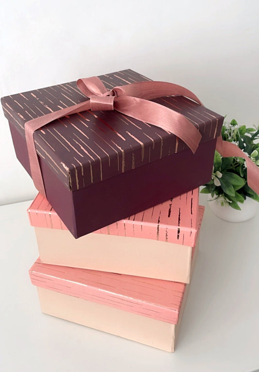 Gold foiled gift boxes | 8x8x4" | Blush pink / Brown - Supple Room