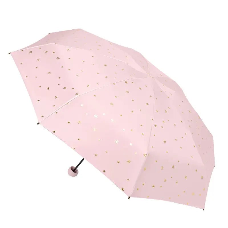 Gold foiled mini snowflakes umbrella with pouch | For rains and sunny day - Supple Room
