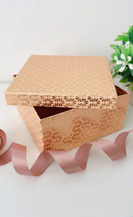 Gold foiled peach gift box | 8x8x4" - Supple Room