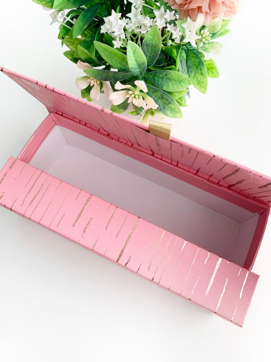 Gold Foiled Pink Gift Box | 9.5 x 4 x3 inches - Supple Room