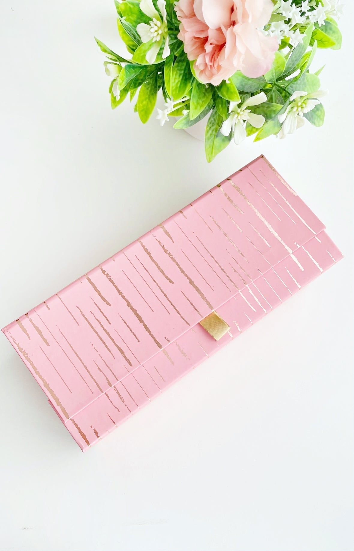 Gold Foiled Pink Gift Box | 9.5 x 4 x3 inches - Supple Room