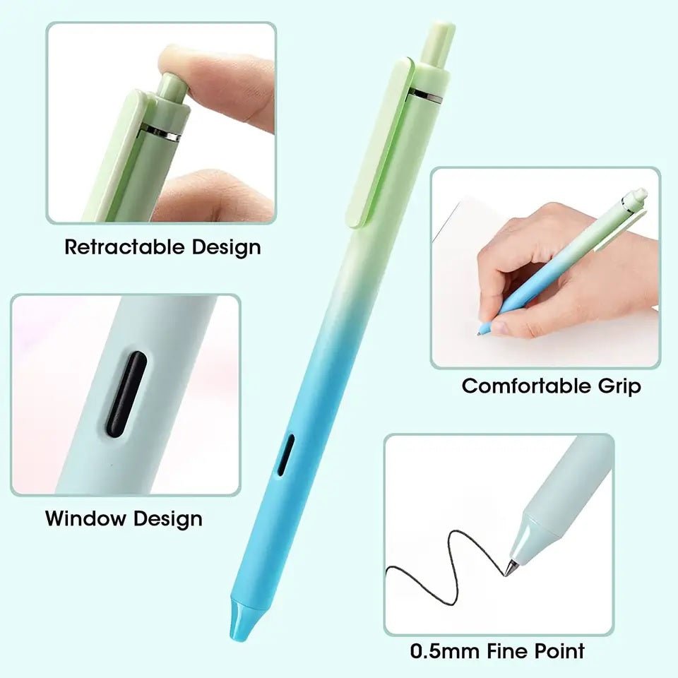 Gradient Glide Retractable Gel Pens | Black ink | 0.5mm - Supple Room