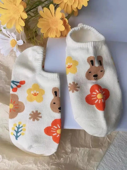 Happy Bunny Ankle Length Socks | Comes in a Set of 2 - Supple Room