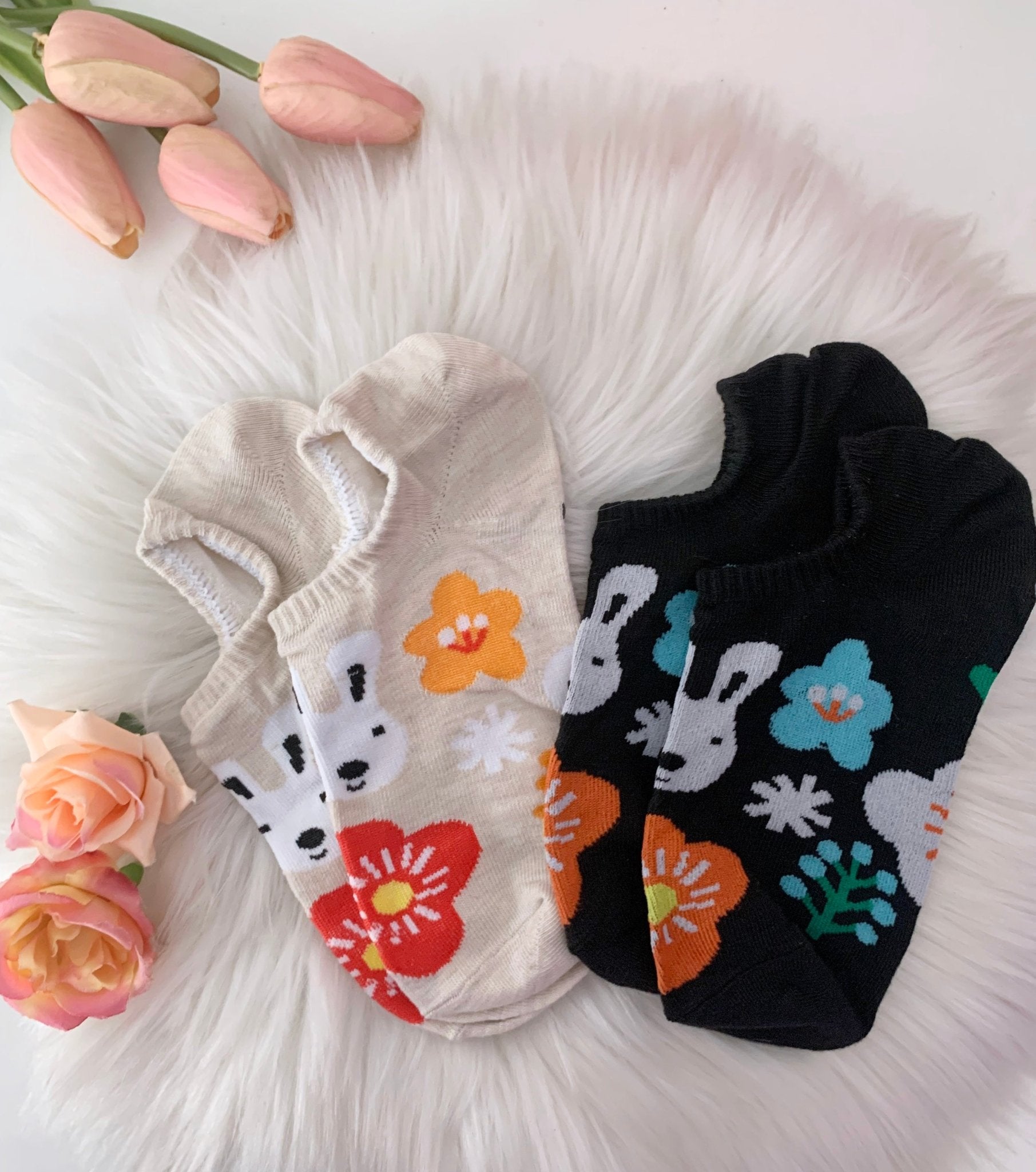 Happy Bunny Ankle Length Socks | Comes in a Set of 2 - Supple Room