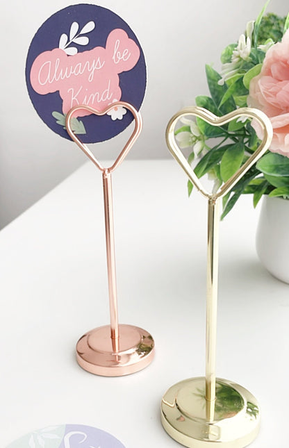 Heart shaped sturdy & long metallic Place card / memo holder - Supple Room