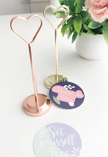 Heart shaped sturdy & long metallic Place card / memo holder - Supple Room