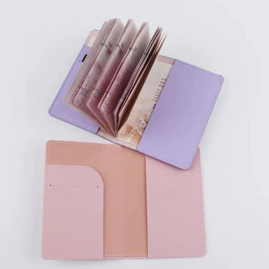 Lavender Adventure Begins - Aesthetic Pastel PU leather Passport cover holder cum card holder - Supple Room