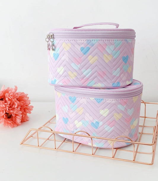 Lavender Little Hearts Cosmetic / Toiletry storage vanity bag - Supple Room