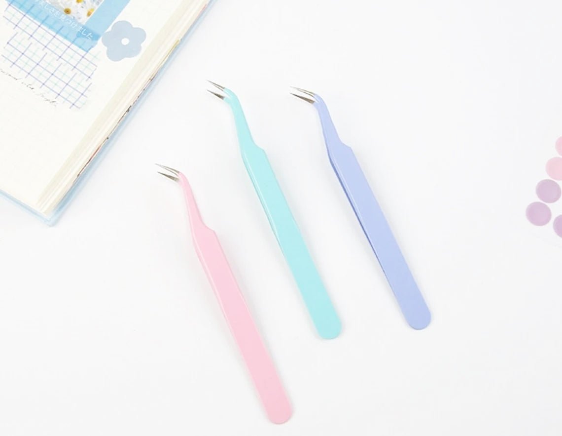 Macaron Pastel Tweezers for journaling/stickers/photos etc | Elbow tip | Available in 2 colors - Supple Room