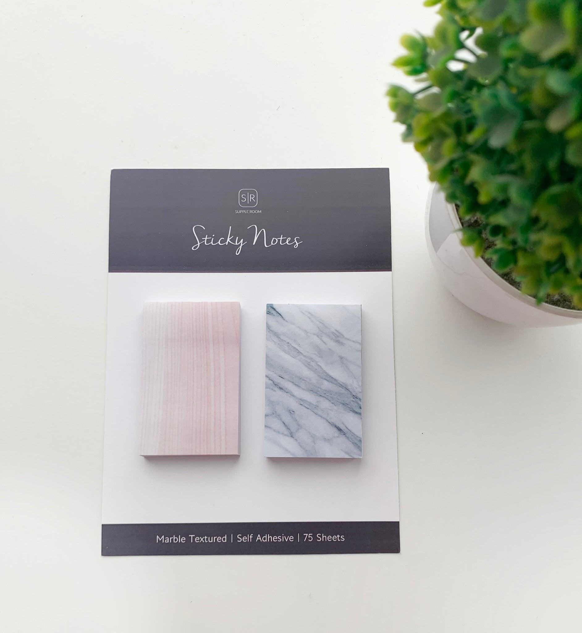 Marble Stone Textured Sticky Notes | Self Adhesive | 70 sheets - Supple Room