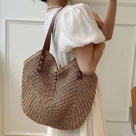 Minimalist Luxury handwoven straw handbag | Large capacity - Supple Room
