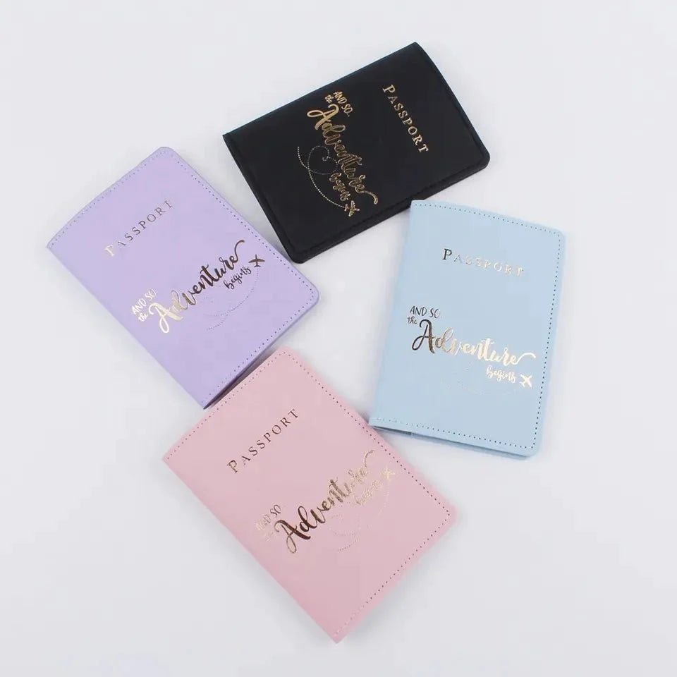 Mint Blue Adventure Begins - Aesthetic Pastel PU leather Passport cover holder cum card holder - Supple Room