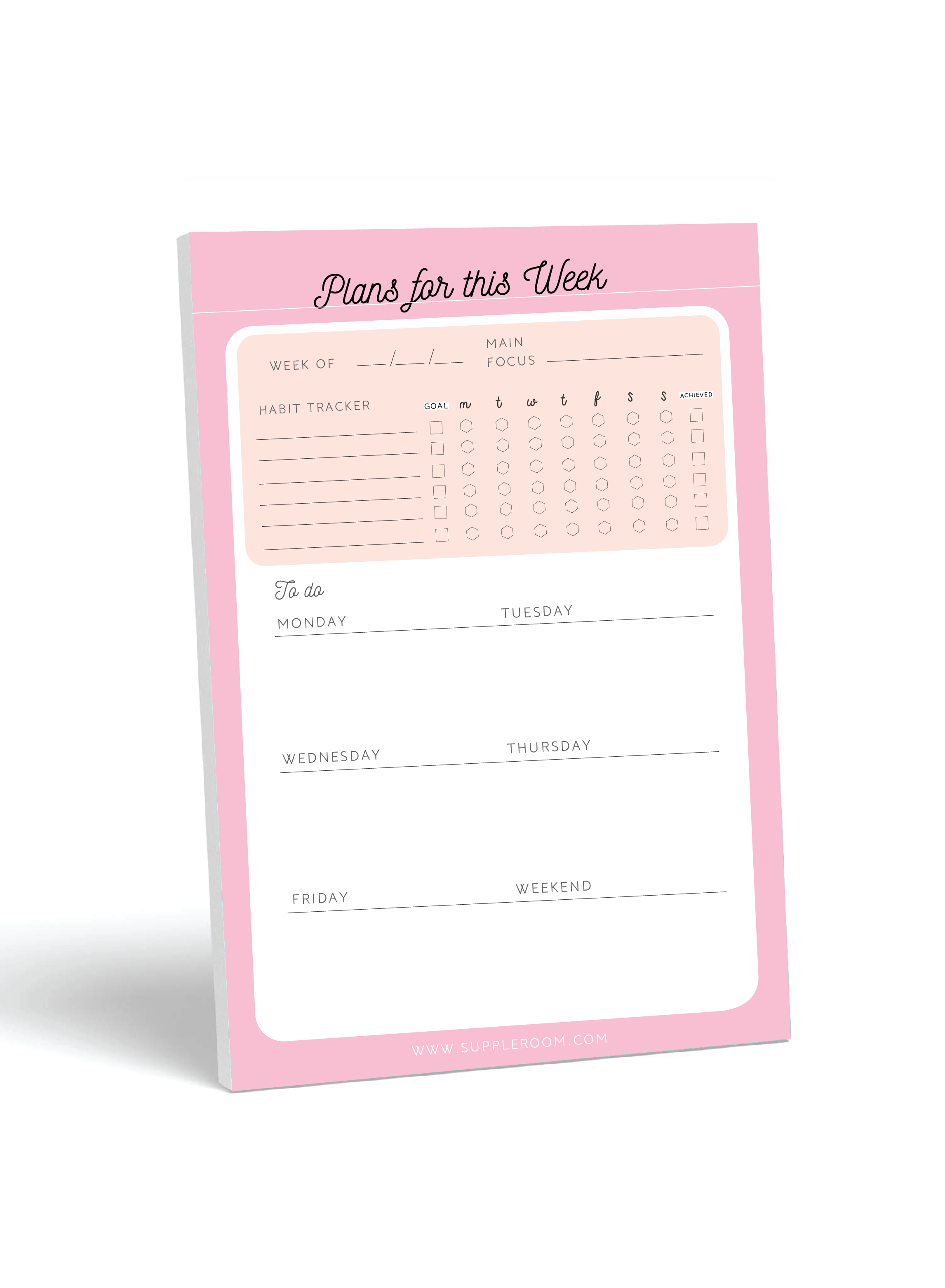 Weekly Planner Notepad: Pastel Pink Color, To Do List, Daily Agenda,  Organizer, Desk Pad, 50 Sheets a book by Get List Done