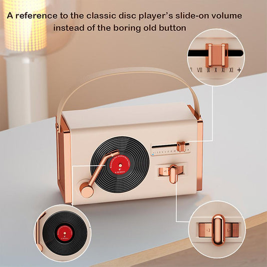 Modish Luxury Retro Wireless Bluetooth Speaker with classic vinyl record player style - Supple Room