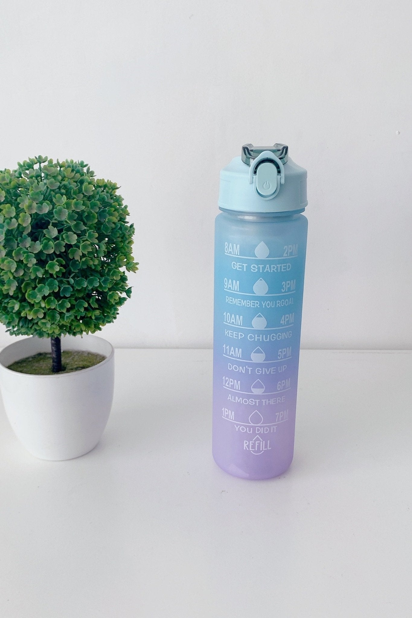 Motivational Time marked water bottle with cute stickers for Home/School/Office/Gym/Travel | Non Toxic & Leakproof | 900 ml - Supple Room