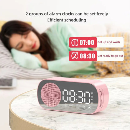 Multifunction Mirror 2 Digital Alarm Clock Snooze | Portable Wireless Speaker| Bluetooth 5.0 - Supple Room