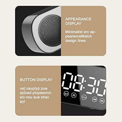 Multifunction Mirror 2 Digital Alarm Clock Snooze | Portable Wireless Speaker| Bluetooth 5.0 - Supple Room