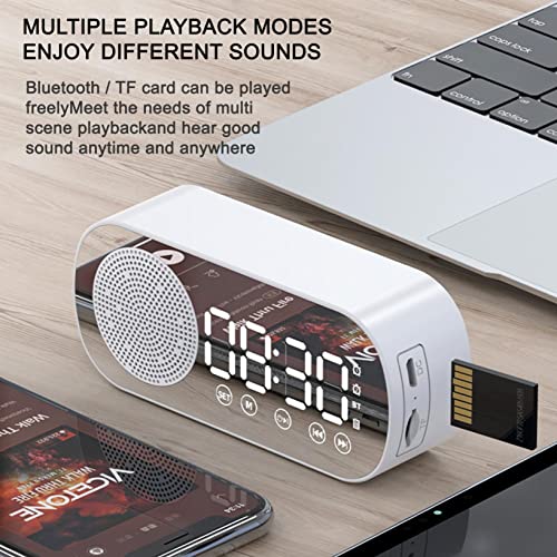 Multifunction Mirror 2 Digital Alarm Clock Snooze | Portable Wireless Speaker| Bluetooth 5.0 - Supple Room