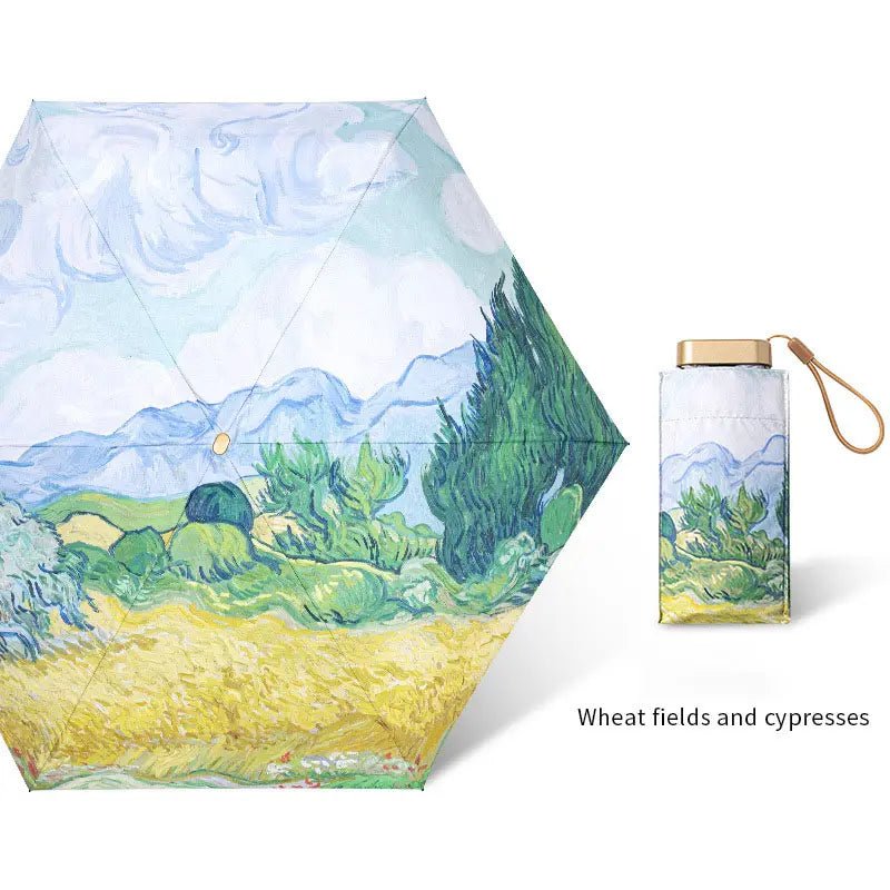 OPEN FOR PREORDERS Beautiful Oil Painting effect 6 fold umbrella with pouch | For Rains & sunny day - Supple Room