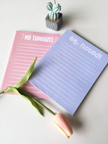 Pastel Blue and Pink Notepads | Set of 2 | 7 x 5.5 inches - Supple Room